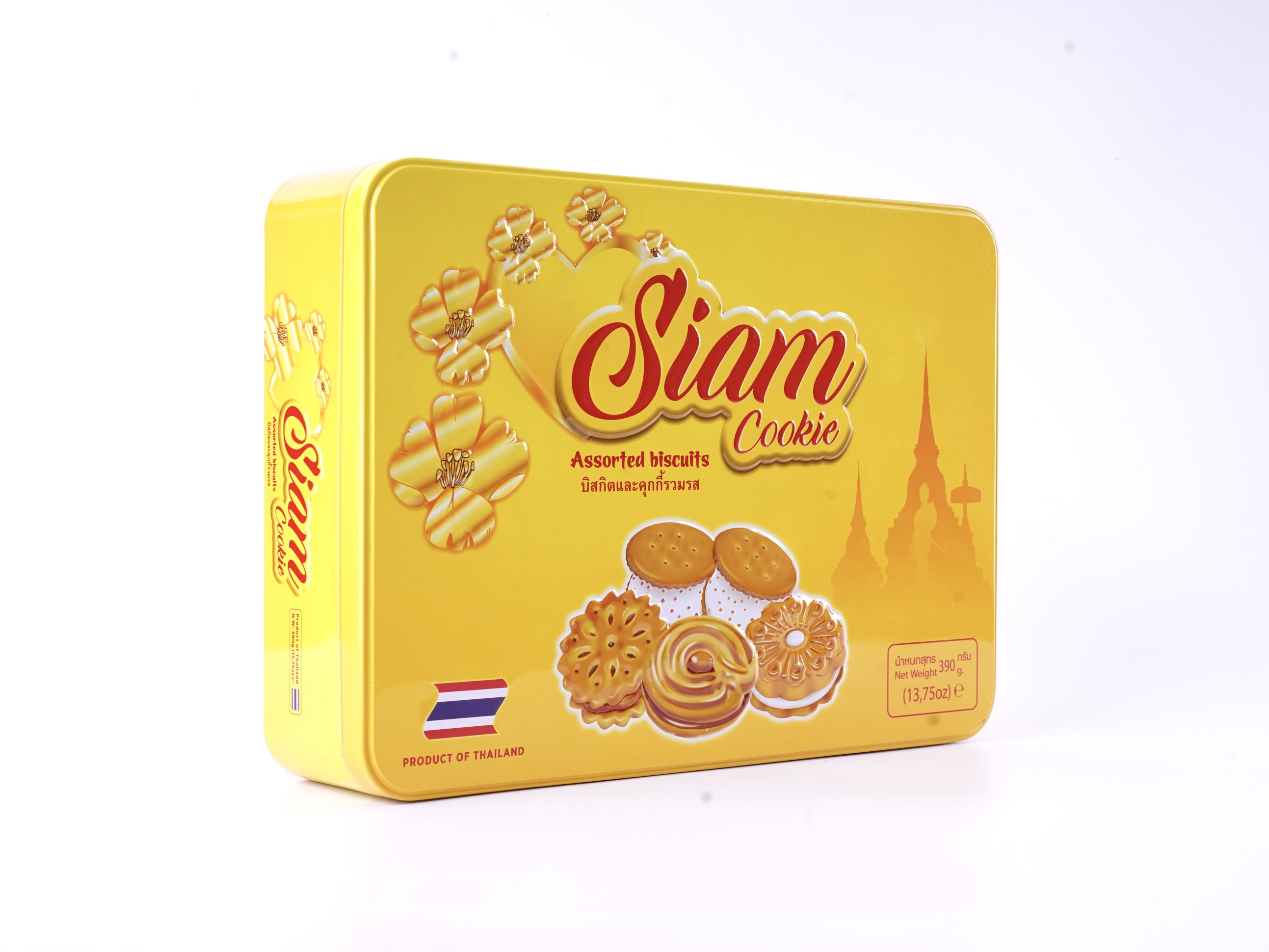 Bánh quy Siam mix các vị 390g - Hộp chữ nhật Màu vàng